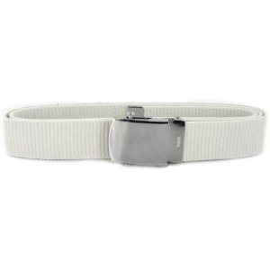 Navy Belt and Buckle: White Cotton Silver Mirror Buckle and Tip, male