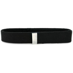 Navy Belt: Black Cotton with Silver Mirror Tip, female