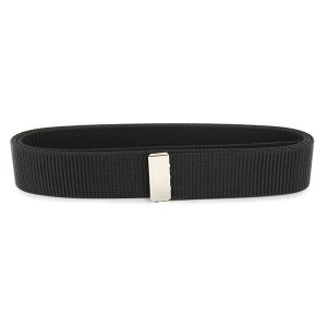Navy Belt: Black Nylon with Silver Mirror Tip, male