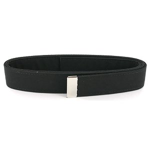 Navy Belt: Black Poly-Wool with Silver Mirror Tip, female