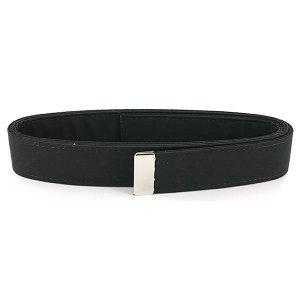 Navy Belt: Black Poly-Wool with Silver Mirror Tip, male