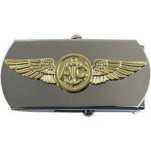 Navy Belt Buckle: Air Crew Enlisted, silver and gold