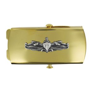 Navy Belt Buckle: CPO Surface Warfare Gold and Silver Oxidized Emblem, Female