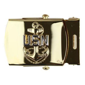 Navy Belt Buckle: E7 Chief Petty Officer, gold