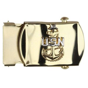 Navy Belt Buckle: E8 Female Chief Petty Officer: Senior, gold