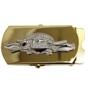 Navy Belt Buckle: Expeditionary Warfare Specialist CPO, gold and silver