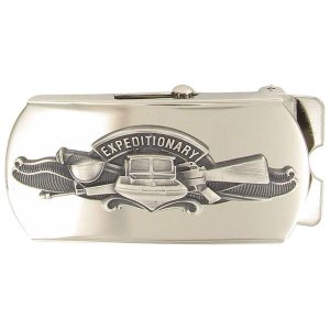 Navy Belt Buckle: Expeditionary Warfare Specialist, oxidized emblem