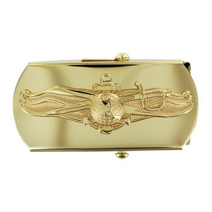 Navy Belt Buckle: Officer Information Dominance, gold buckle with gold emblem
