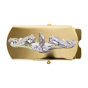 Navy Belt Buckle: Submarine for Chief Petty Officer, silver oxidized on gold