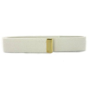 Navy Belt: White Cotton with 24k Gold Tip, male