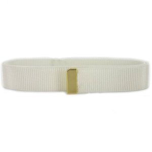 Navy Belt: White Nylon with 24k Gold Tip, male