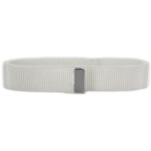 Navy Belt: White Nylon with Silver Mirror Tip, female