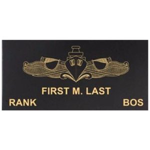 Navy Black Leather Name Patch: with Hook, Emblem/Name/Rank, 1 each