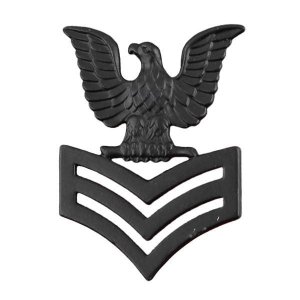 Navy Cap Device: E6 Petty Officer First Class, black metal