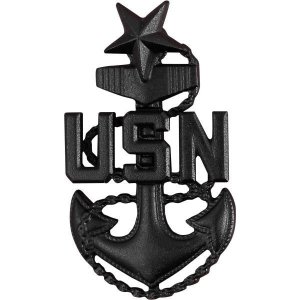 Navy Cap Device: E8 Chief Petty Officer: Senior, black metal