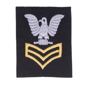 Navy Cold Weather Parka (CWP) Tab Device: Gold Embroidered Chevrons E6 First Class Petty Officer