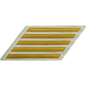 Navy CPO Hash Marks: Gold Lace on White, set of 5