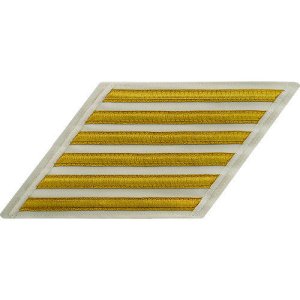 Navy CPO Hash Marks: Gold Lace on White, set of 6
