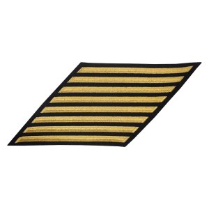 Navy CPO Hash Marks: Seaworthy Gold Embroidered on Blue, set of 8