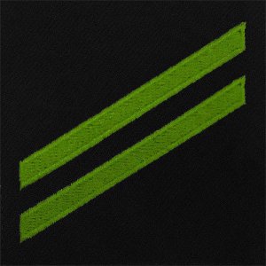 Navy E2 Rating Badge: Airman Apprentice, green chevrons on blue serge