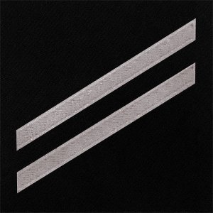 Navy E2 Rating Badge: Seaman Apprentice, white chevrons on blue serge