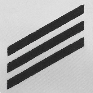 Navy E3 Rating Badge: Seaman, blue chevrons on white CNT