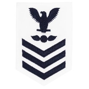 Navy E6 Female Rating Badge: Aviation Electricians Mate, white
