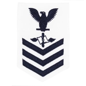 Navy E6 Female Rating Badge: Aviation Maintenance Administration, white