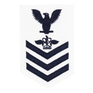 Navy E6 Female Rating Badge: Aviation Warfare System Operator, white