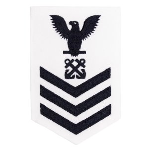 Navy E6 Female Rating Badge: Boatswains Mate, white