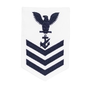 Navy E6 Female Rating Badge: Counselor, white
