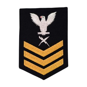 Navy E6 Female Rating Badge: Cryptologic Tech, Seaworthy Gold Serge for Jumper