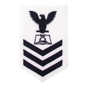 Navy E6 Female Rating Badge: Culinary Specialist, white