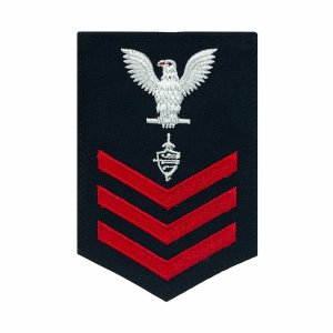 Navy E6 Female Rating Badge: CWT Cyber Warfare Technician, Serge for Jumper