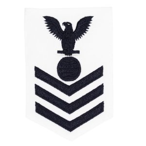 Navy E6 Female Rating Badge: Electricians Mate, white