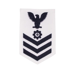 Navy E6 Female Rating Badge: Engineman, white