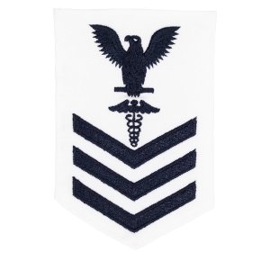 Navy E6 Female Rating Badge: Hospital Corpsman, white