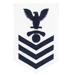 Navy E6 Female Rating Badge: Interior Communications Technician, white