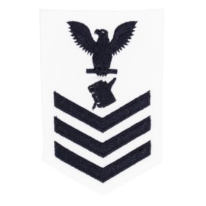 Navy E6 Female Rating Badge: Personnelman, white