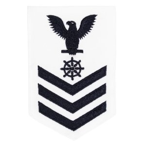 Navy E6 Female Rating Badge: Quartermaster, white