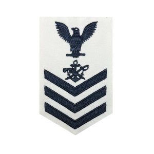 Navy E6 Female Rating Badge: Special Warfare Boat Operator, white