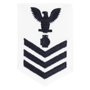 Navy E6 Female Rating Badge: Utilitiesman, white