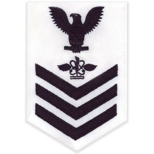 Navy E6 Male Rating Badge: Aviation Antisub Warfare Operator, white