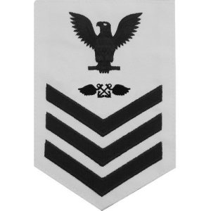 Navy E6 Male Rating Badge: Aviation Boatswain''s Mate, white