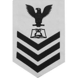 Navy E6 Male Rating Badge: Culinary Specialist, white