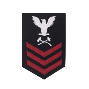 Navy E6 Male Rating Badge: Damage Controlman, blue
