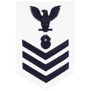 Navy E6 Male Rating Badge: Diver, white