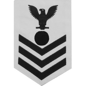 Navy E6 Male Rating Badge: Electrician''s Mate, white