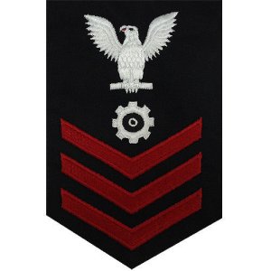 Navy E6 Male Rating Badge: Engineman, blue