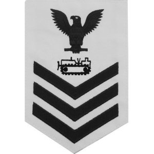 Navy E6 Male Rating Badge: Equipment Operator, white